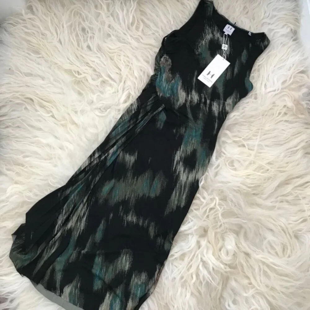 Halston Heritage Pleated Faux Wrap Cocktail Dress - Picture 3 of 9